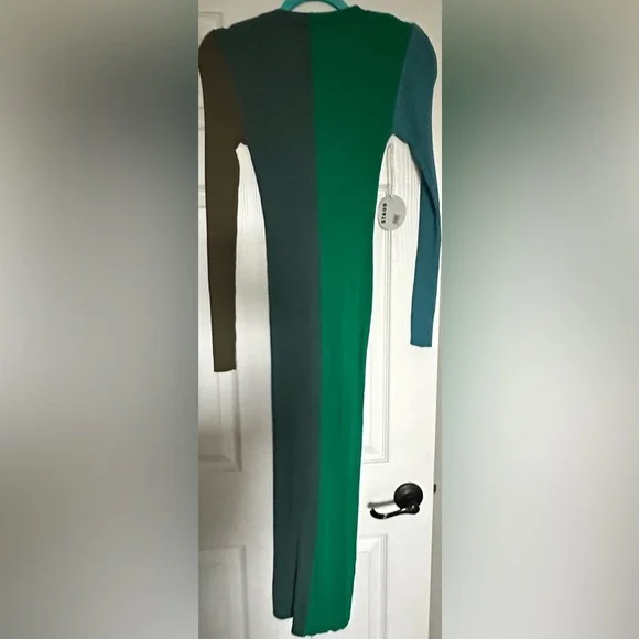 ‼️RARE‼️🎸STAUD🎸🔥NWT🔥 "Shoko" ribbed colorblock sweater dress in Fern— Size S - Picture 11 of 11